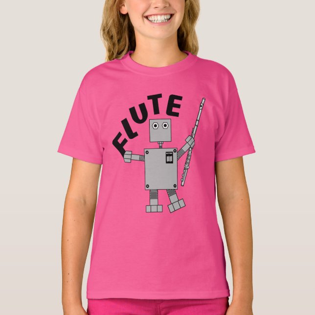 Flute Robot Text T-Shirt (Front)