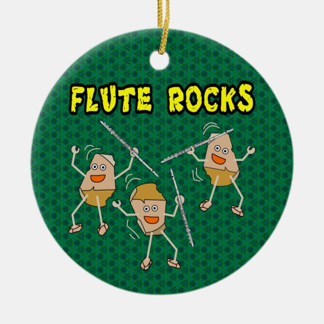 Flute Rocks Ceramic Tree Decoration (Front)
