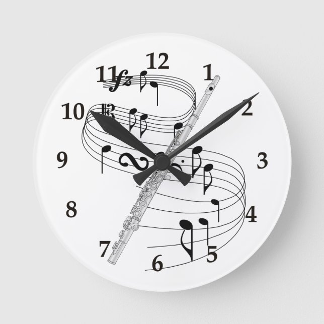 Flute Round Clock (Front)