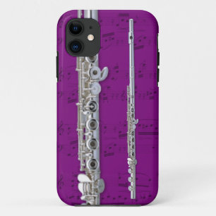 Flute & sheet music phone case. Pick colour iPhone 11 Case
