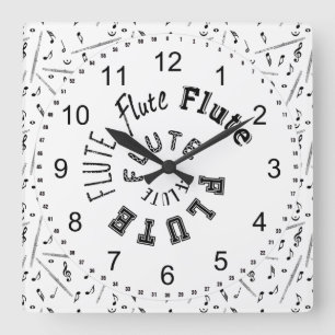 Flute Spiral Text Square Wall Clock