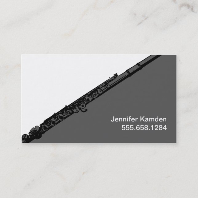Flute Teacher Player Musician Instrument Studio Business Card (Front)