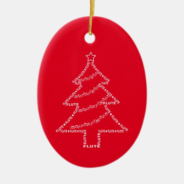  Flute Text Christmas Tree   Ceramic Ornament (Front)