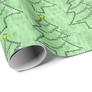 Flute Text Christmas Tree  Wrapping Paper