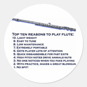 Flute Top 10 Classic Round Sticker