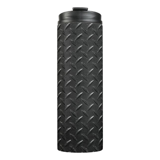 fluted metallic texture in black colour thermal tumbler (Front)