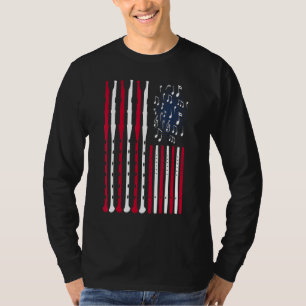 Flutes American Flag Flute Musician Instrument T-Shirt