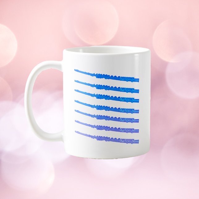 Flutes Blue Ombre Pattern Coffee Mug (A mug with flutes done in a blue ombre color)