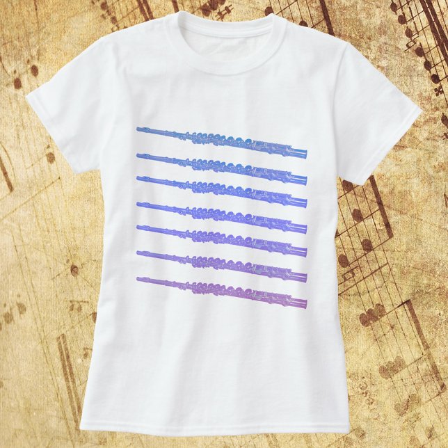 Flutes Pattern Blue Pink Purple T-Shirt (A fun shirt with a pattern of blue, pink and purple flutes.)