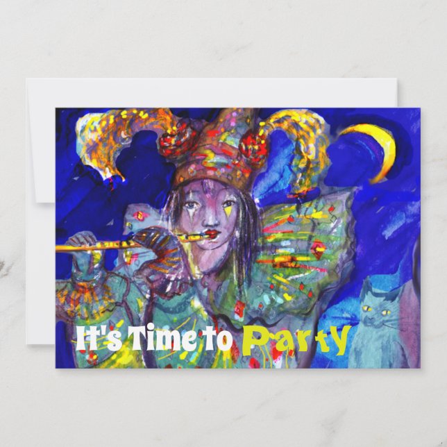 FLUTIST IN BLUE Birthday Party Invitation (Front)