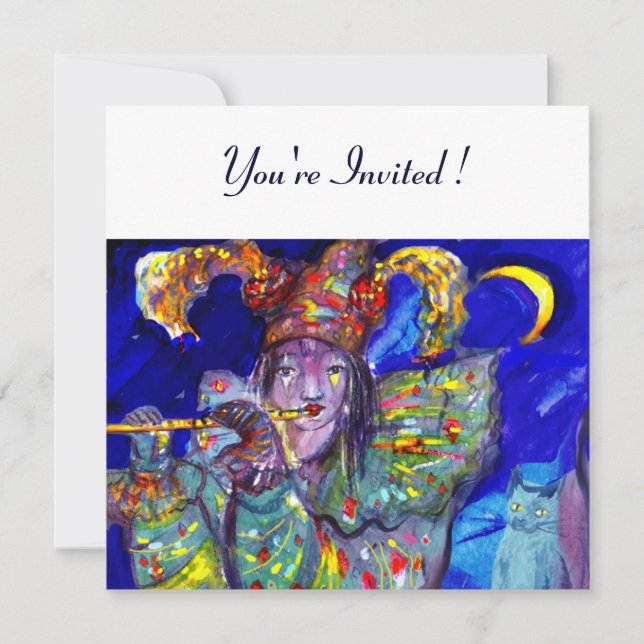 FLUTIST IN BLUE Party Invitation (Front)
