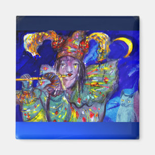 FLUTIST IN BLUE / Venetian Carnival Night Magnet