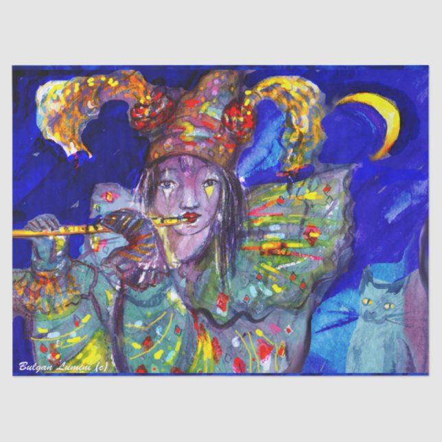 FLUTIST IN BLUE / Venetian Carnival Night Tissue Paper (Front)