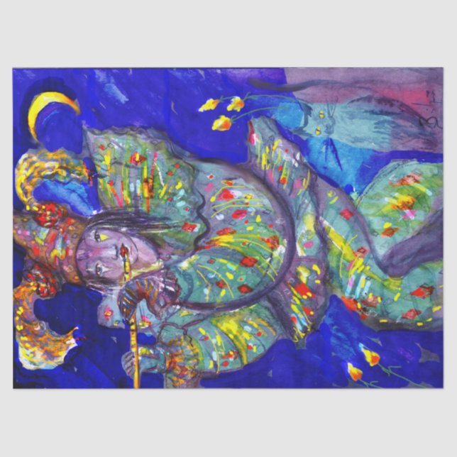 FLUTIST IN BLUE / Venetian Carnival Night Tissue Paper (Front)