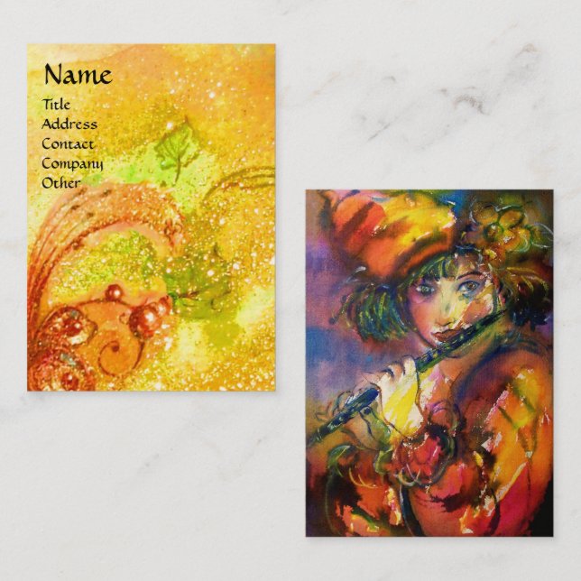 FLUTIST PORTRAIT / Venetian Masquerade Business Card (Front/Back)