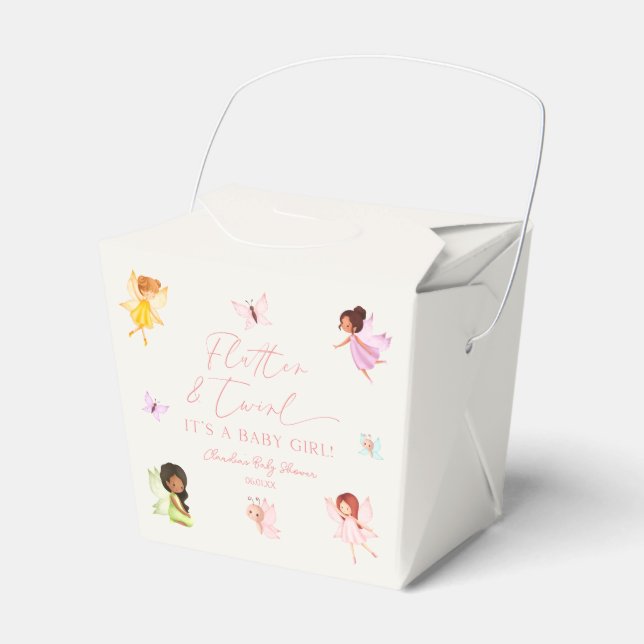 Flutter and Twirl Enchanted Fairy Baby Shower Favour Box (Front Side)