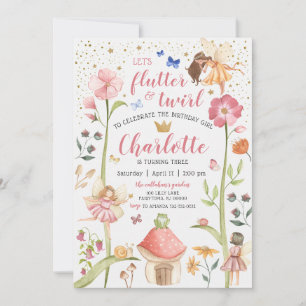Flutter and Twirl Enchanted Fairy Garden Birthday Invitation