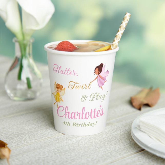Flutter and Twirl Fairy Birthday Party Cups (Insitu)