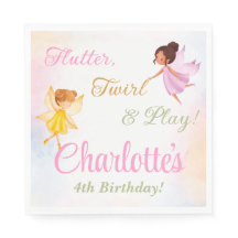 Flutter and Twirl Fairy Birthday Party Napkins