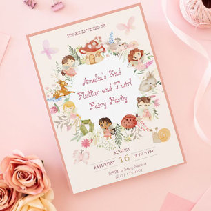 Flutter and Twirl Fairy Garden Birthday Invitation