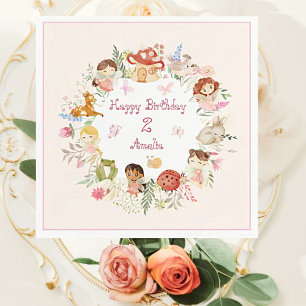 Flutter and Twirl Fairy Garden Birthday Napkin