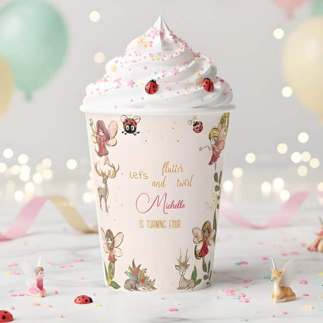 Flutter and twirl, fairy garden birthday paper cups (Creator Uploaded)