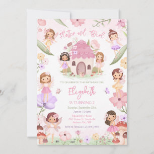 Flutter And Twirl Fairy Girl Birthday Invitation