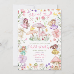Flutter And Twirl Fairy Girl Birthday Invitation