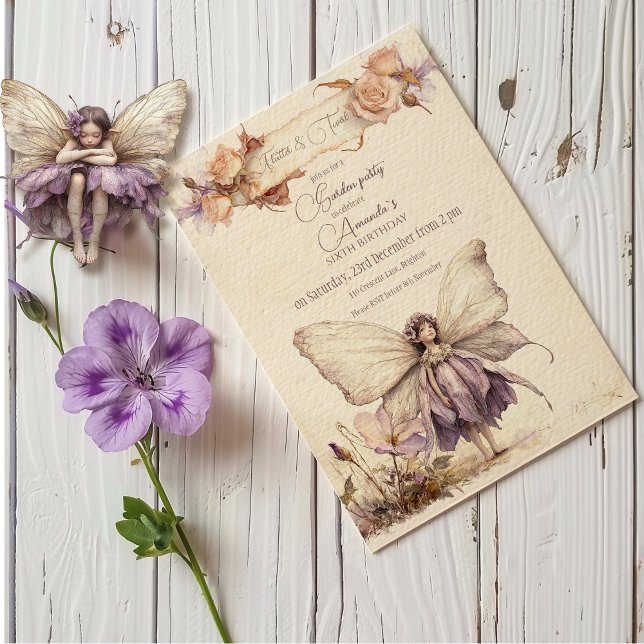 Flutter and Twirl Flower fairy girl Birthday Invitation (Creator Uploaded)