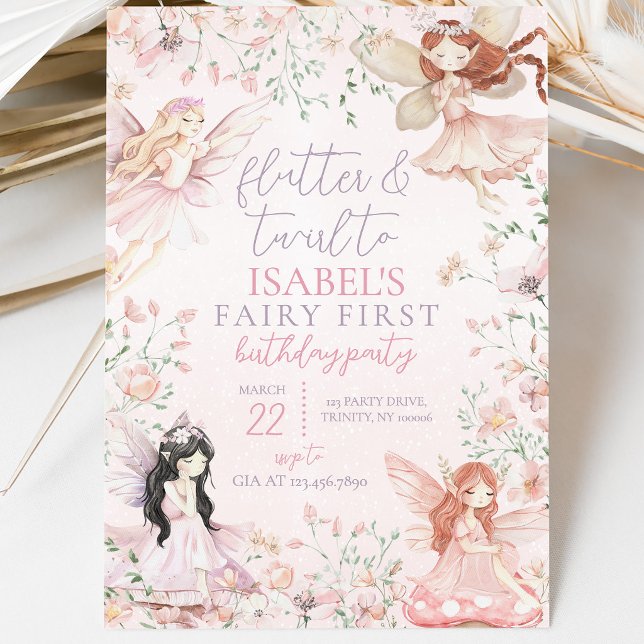 Flutter and Twirl Little Fairy Birthday Invitation (Creator Uploaded)
