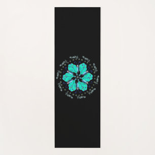Flutter aqua blue butterfly mandala yoga mat