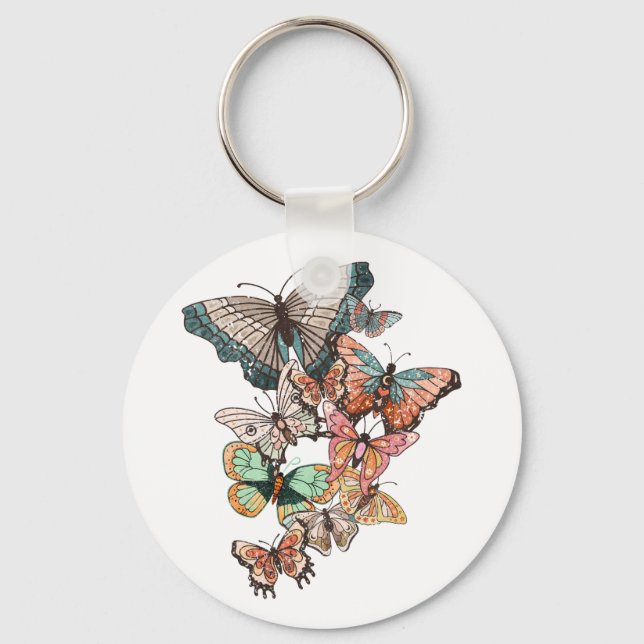 Flutter into Spring  Key Ring (Front)