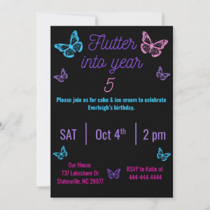 flutter into year 5 invitation