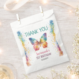 Flutter On Over Rainbow Butterfly 1st Birthday Favour Bags