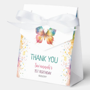 Flutter On Over Rainbow Butterfly 1st Birthday Favour Box