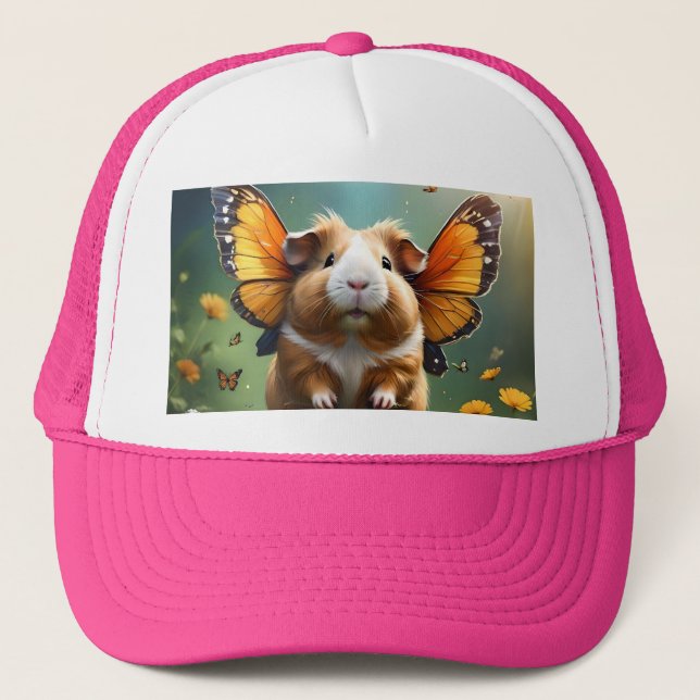 "Flutter Paws: The Guinea Pig Takes Flight" Trucker Hat (Front)