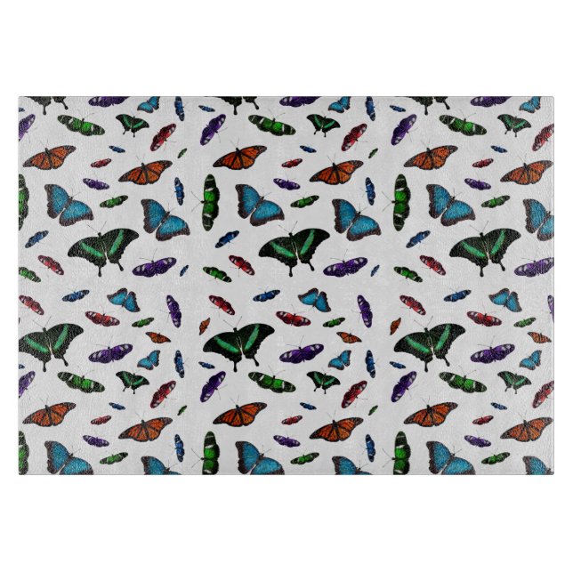 Flutterbies Glass Cutting Board (choose colour) (Front)
