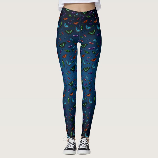 Flutterbies Leggings (Dark Blue Mix) (Front)