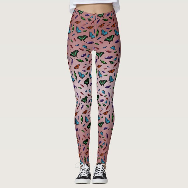 Flutterbies Leggings (Dusty Pink Mix) (Front)