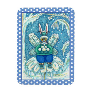 FLUTTERBUN WINTER WONDERLAND, FUNNY BUNNY RABBIT MAGNET