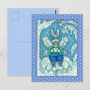 FLUTTERBUN WINTER WONDERLAND, FUNNY BUNNY RABBIT POSTCARD