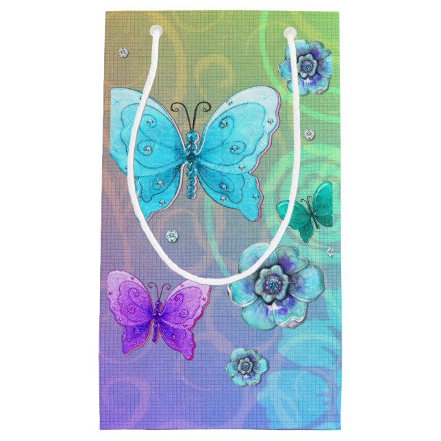 Flutterby Graffiti Jewelled Small Gift Bag (Front)