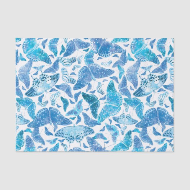 Flutterby Winter Blue Butterflies Tissue Paper (Front)