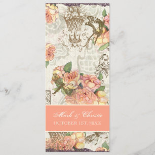 Flutterbyes 'n Roses Elegant Menu Card
