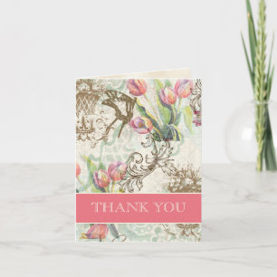 Flutterbyes 'n Tulips Elegant Wedding Thank You Card