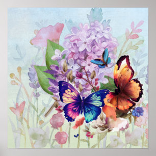 Fluttered Blooms Poster