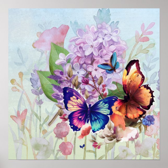 Fluttered Blooms Poster (Front)