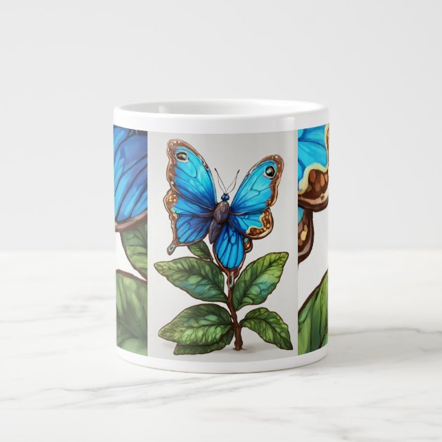 Fluttering Artistry: Watercolor Butterfly Large Coffee Mug (Front)