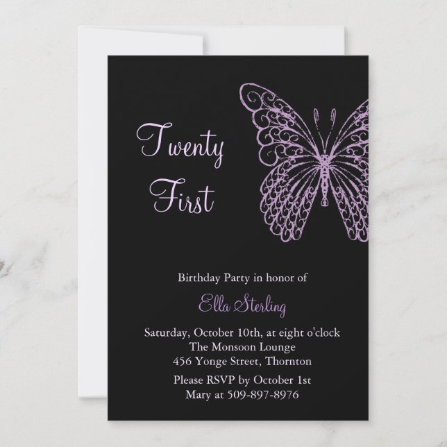 Fluttering Butterflies 21st Birthday Invitation (Front)