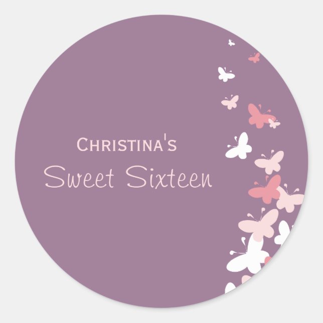 Fluttering Butterflies Favour Stickers/Envelope Se Classic Round Sticker (Front)